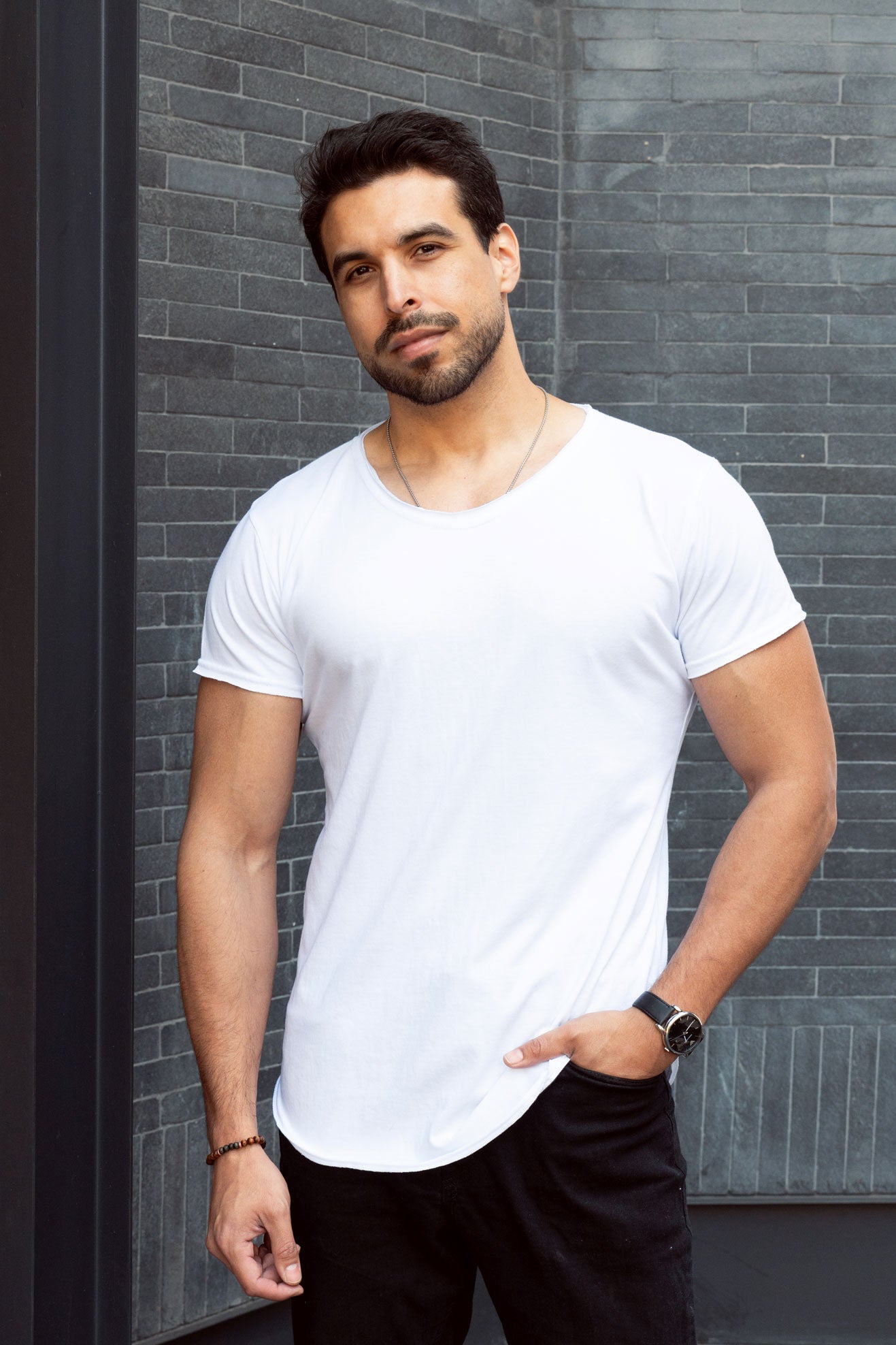 Long Fit Cuello Reventado Blanca