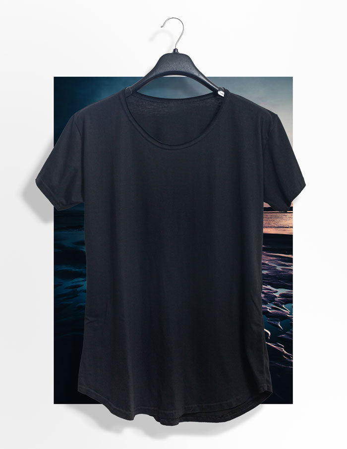 Long Fit Cuello Reventado Negro
