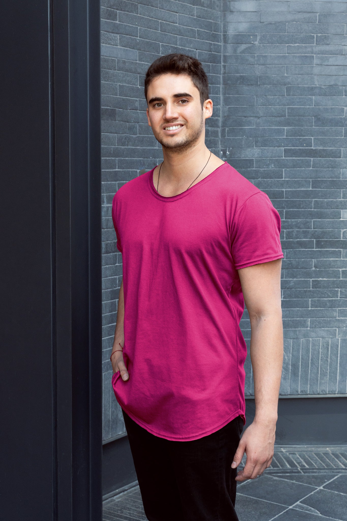 Long Fit Cuello Reventado Fucsia