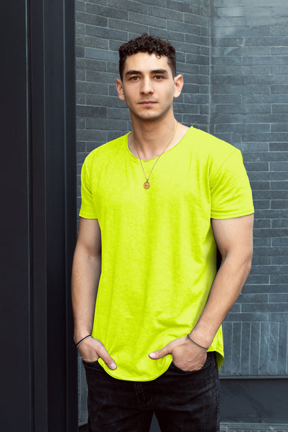 Long Fit Cuello Reventado Amarillo Fluor