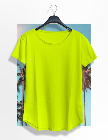 Long Fit Cuello Reventado Amarillo Fluor