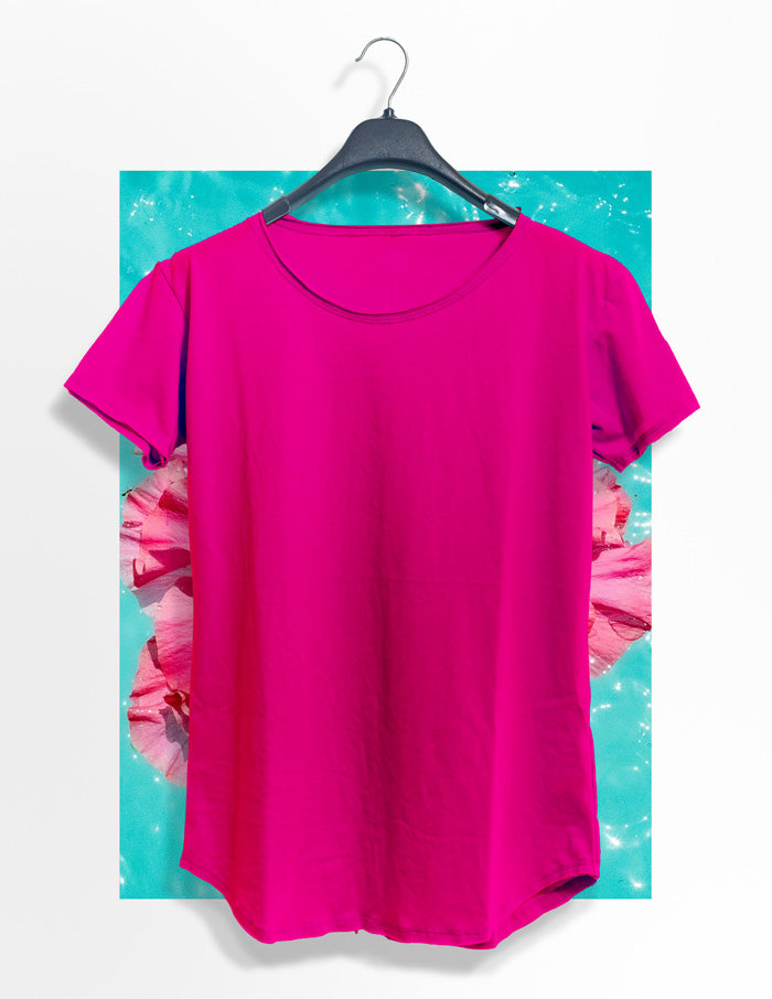 Long Fit Cuello Reventado Fucsia