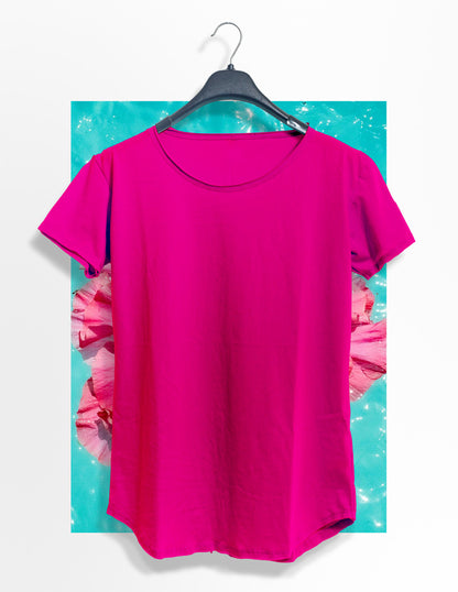 Long Fit Cuello Reventado Fucsia